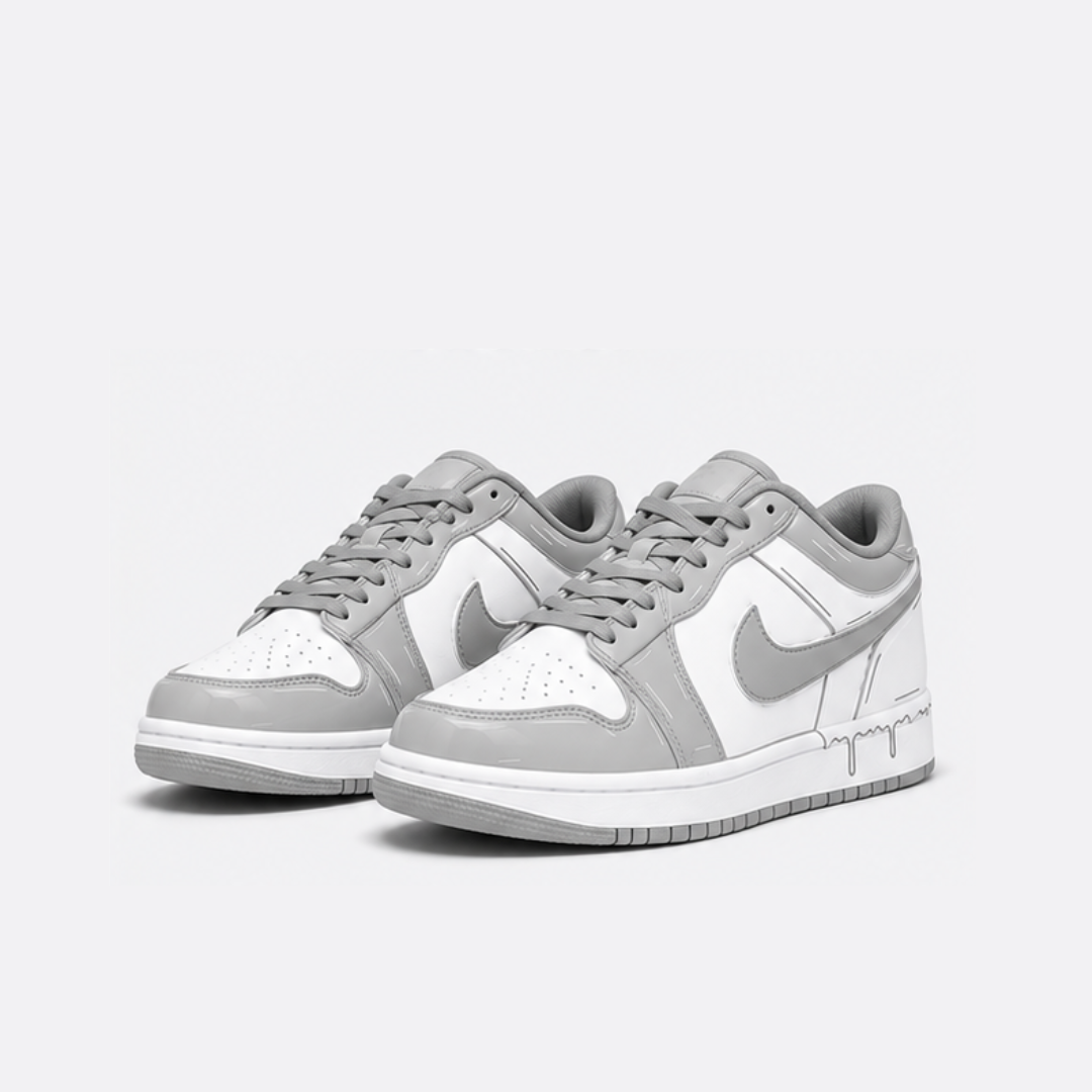 Grey Fog Drip Low Sneakers | Premium Streetwear Edition