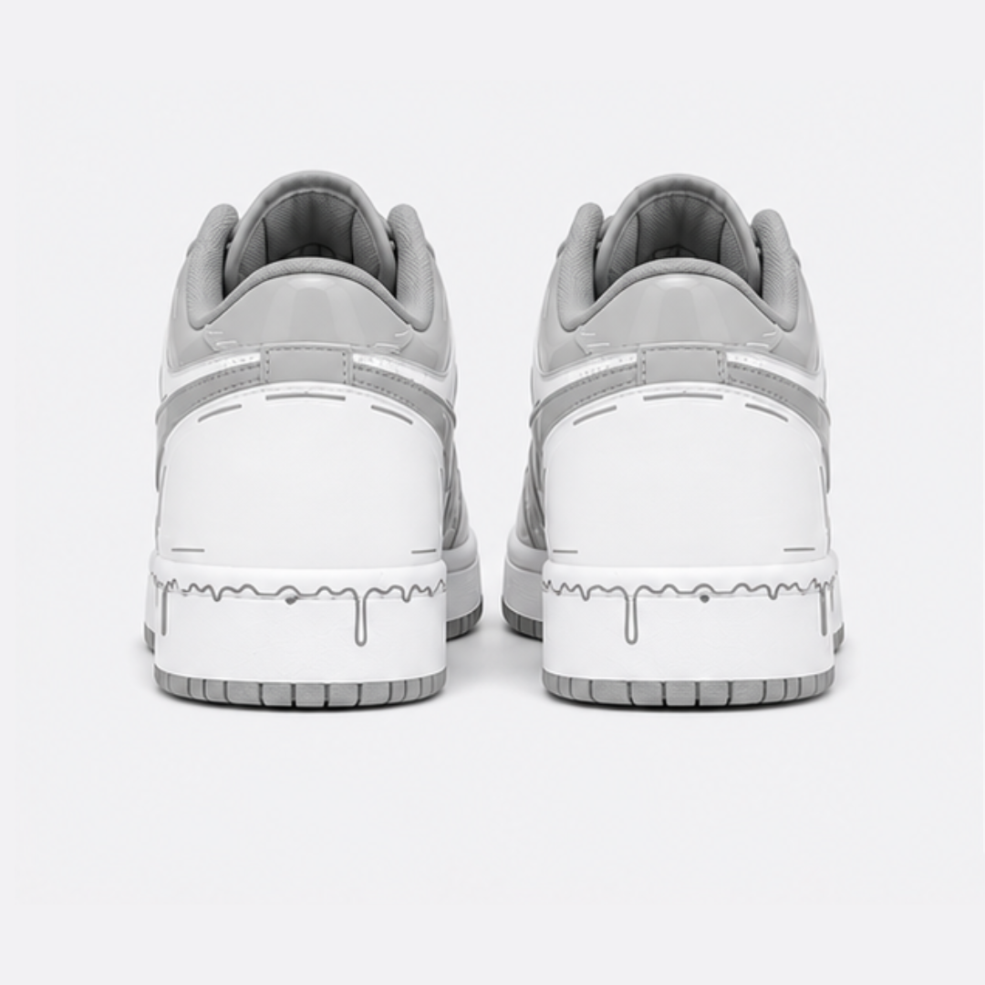 Grey Fog Drip Low Sneakers | Premium Streetwear Edition