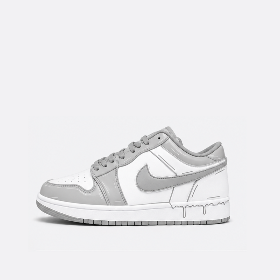 Grey Fog Drip Low Sneakers | Premium Streetwear Edition