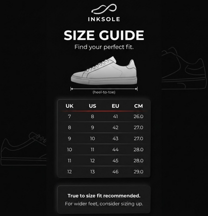 Inksole size chart