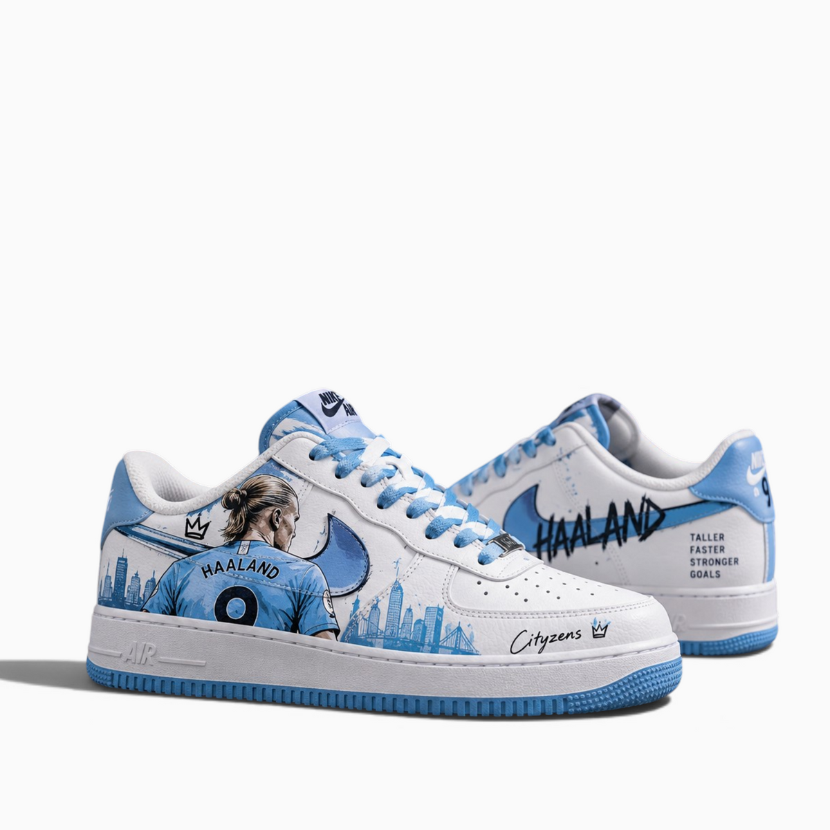 Manchester City × Haaland Custom Hand-Painted AF1 Sneakers
